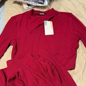 NWT  Red Two-Piece Set with Cut-Out Detail